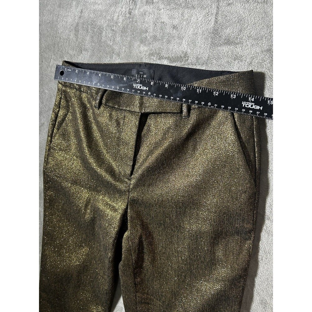 Womens WHBM Whitehouse Black Market The Slim Ankle Gold Sparkle Pants Size 0 - Picture 2 of 8